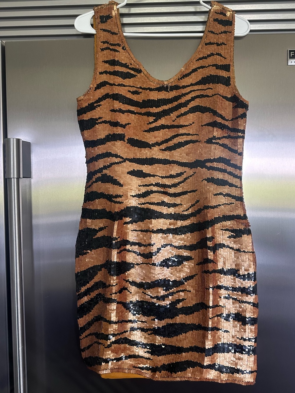 Sequin Tiger-Print Bodycon Dress - size 10